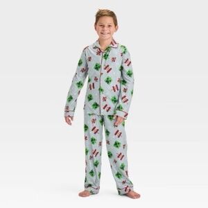 NEW Boys' Holiday MINECRAFT 2pc Pajama Set - Gray L